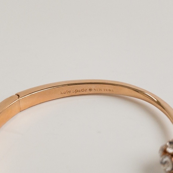 Kate Spade Time To Shine Open Hinged Cuff Bracelet Rose Gold Tone Clear Crystal - Picture 7 of 10